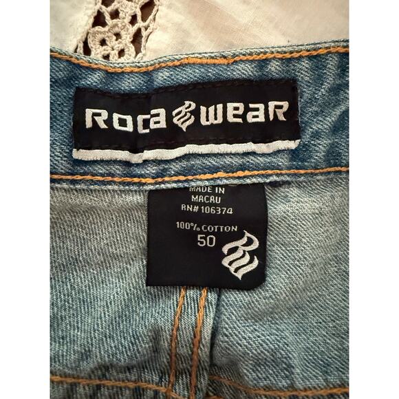 Vintage Y2K Rocawear Baggy Jeans 50W 48x33 Embroider Wide Leg Hip Hop Streetwear - Picture 6 of 9